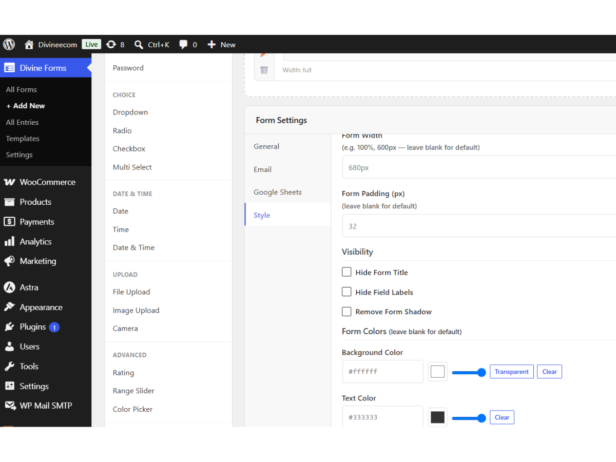 Visual Form Styler & Customizer